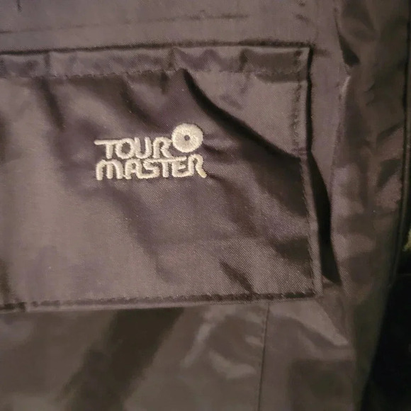 Tourmaster Motorcycle Rain Jacket Mens Yellow Black Lined Vented Sz XL 4 Pockets - Picture 4 of 13